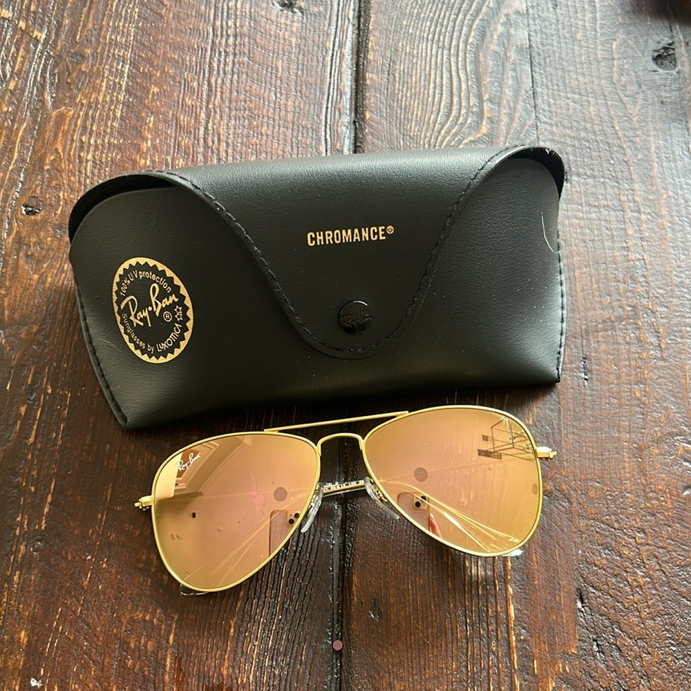 Ray-Ban Gold Aviator Sunglasses Junior size with case